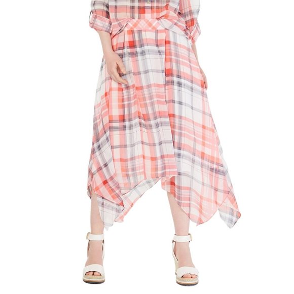Tommy Hilfiger Plaid Handkerchief-Hem Skirt - Picture 1 of 3